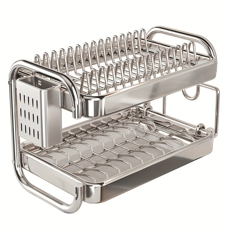 Stainless Steel Bowl, 2-Tier\u002F3-Tier Multifunctional Kitchen Storage Rack, Includes Knife And Fork Holder And Cutting Board Holder, Space-Saving Sink Side Drying Shelf, Essential for Organizing Kitchen