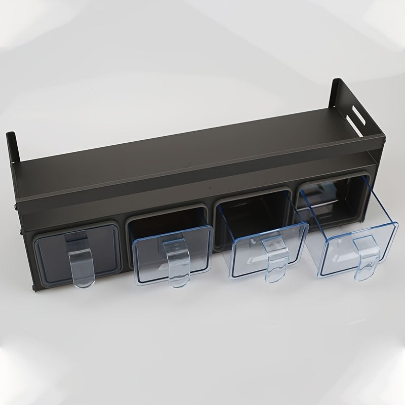 Set of Spice Storage That Can Be Mounted on The Wall - Made of Stainless Steel, Featuring Containers for Seasonings, Spice Boxes, And Shelves Suitable for Kitchens And Dining Areas