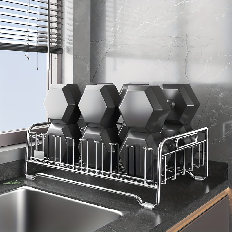 Stainless Steel Drying Rack 304 Stainless Steel | Space-Saving Kitchen Drying Rack | Multifunctional Sink Organizer, Bowl Dish Cutlery Cup Draining Rack, Essential Countertop Utensil
