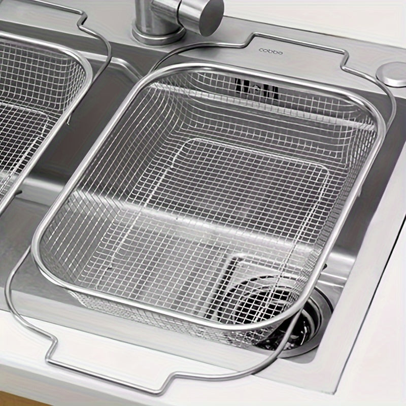 1pc, Stainless Steel Sink Strainer, Adjustable Kitchen Draining Basket for Washing Vegetables And Fruits, Sink Storage Rack, Dish Rack
