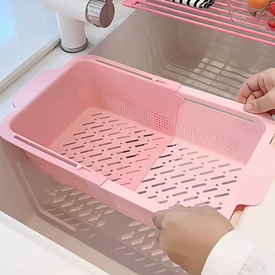Adjustable Sink Filter 2pcs Set, Adjustable Plastic Sink Filter Basket - Expandable Kitchen Drain Rack with Handle, Durable Dishwashing And Waste Filter Solutions for Modern Kitchens