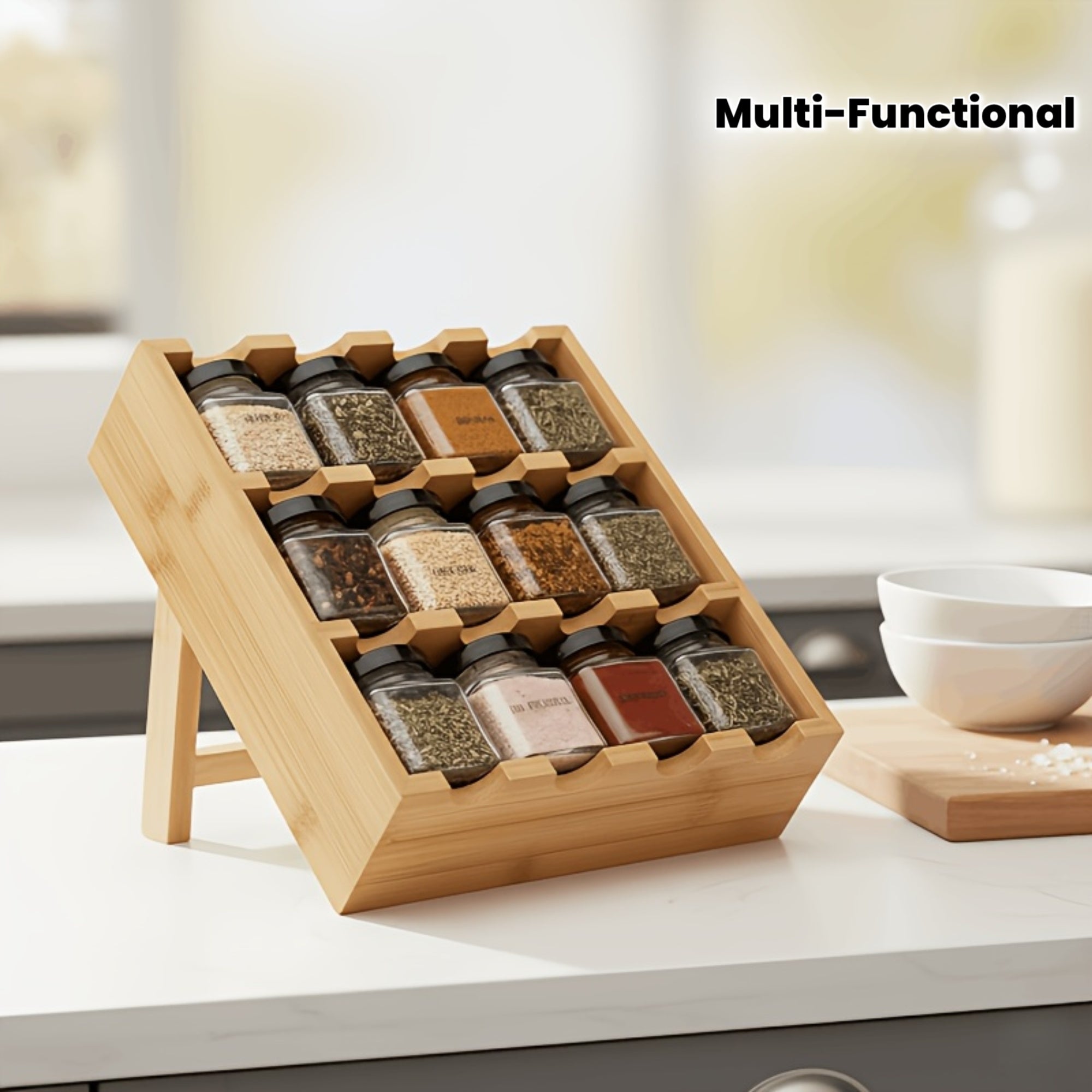 Multi-Layer Spice Storage Rack Spice Bottle, Household Multi-Functional Condiment Storage Rack Set, 25pcs (12 Lids, 12 Bottles, 1 Storage Rack), Airtight Jar, 50Ml\u002F1.7Oz
