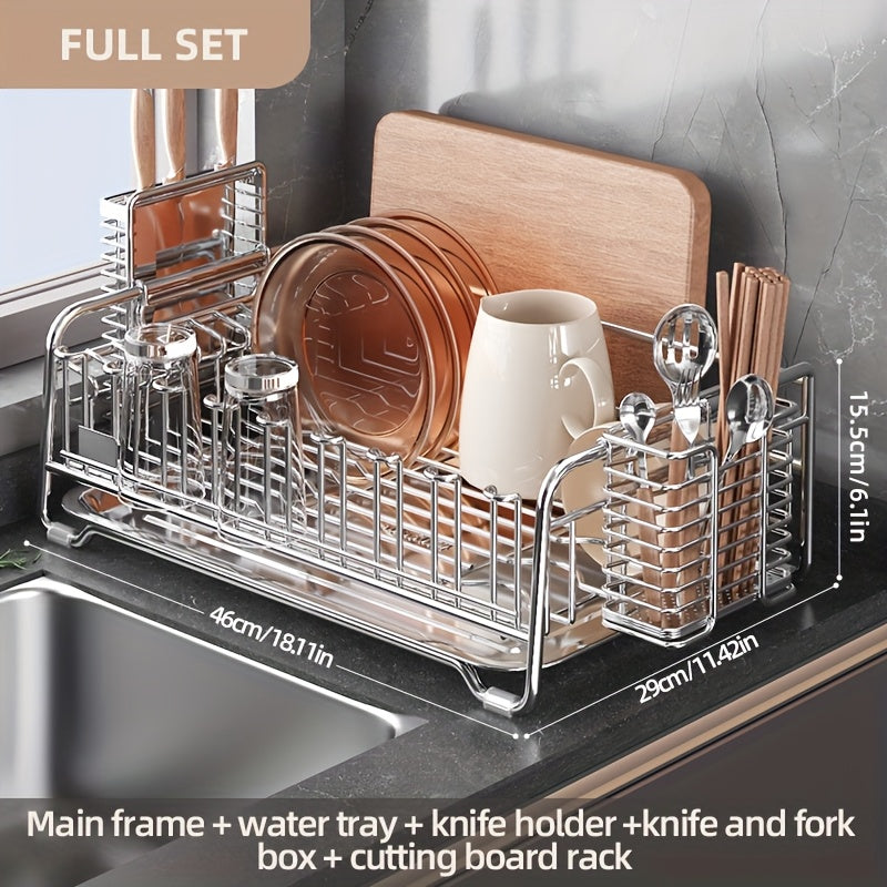 Stainless Steel Drying Rack 304 Stainless Steel | Space-Saving Kitchen Drying Rack | Multifunctional Sink Organizer, Bowl Dish Cutlery Cup Draining Rack, Essential Countertop Utensil