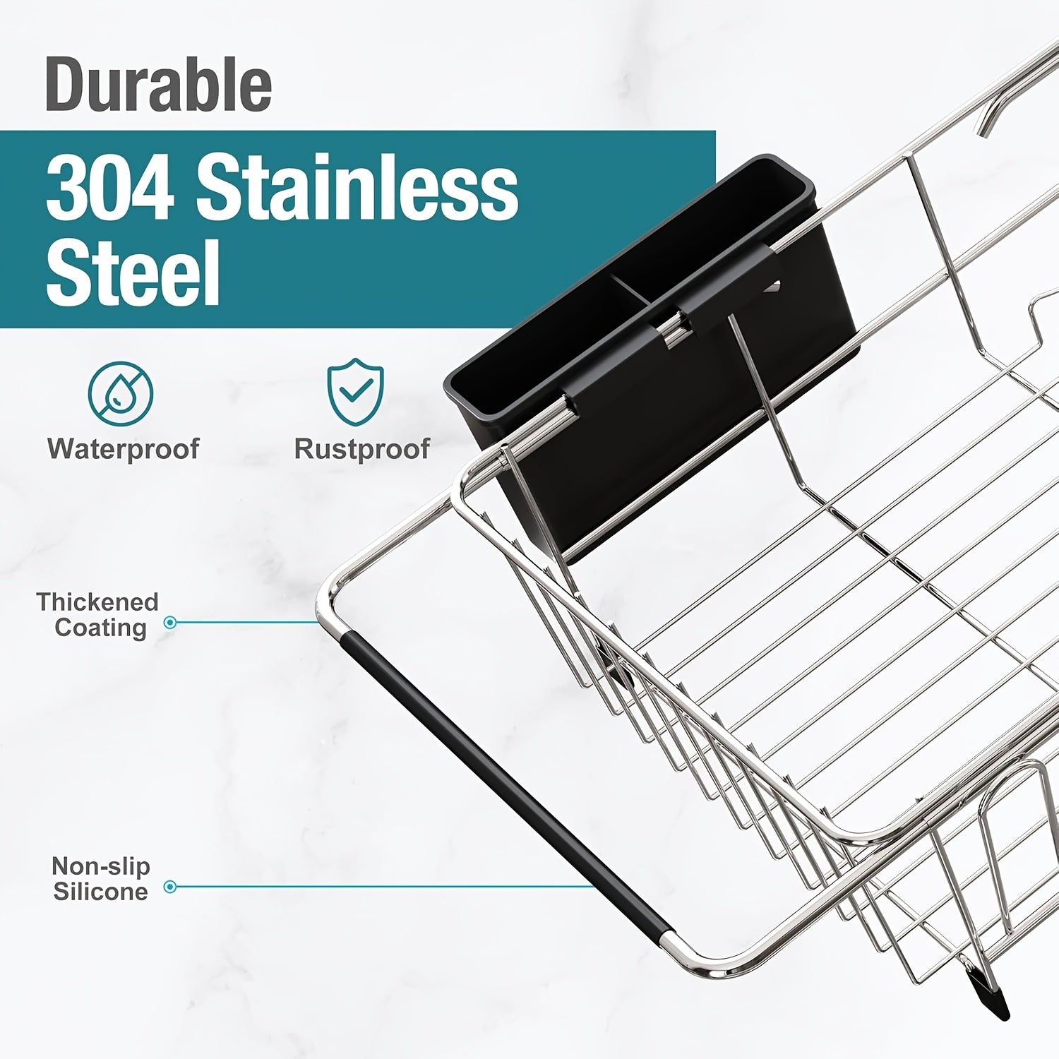 Dish Drying Rack In Sink, Expandable Stainless Steel Dish Drainers for Kitchen Counter, Dish Dryer Rack for Inside Sink, Over The Sink Dish Racks with Utensil Holder