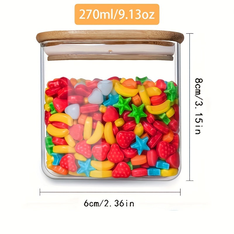 10pcs OUSVETZ Square Glass Spice Jars with Measuring Spoon & Sealed Lid - High Borosilicate Heat-Resistant Suitable for Kitchen Storage, Transparent Suitable for Pepper, Salt, Sugar Containers, Stackable Spice Rack for Cabinet, Moisture-Proof