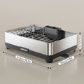 304 Stainless Steel Kitchen Dish Rack | New Countertop Dish Drying Organizer with Multi-Directional Drain Slots, Utensil Storage Rack