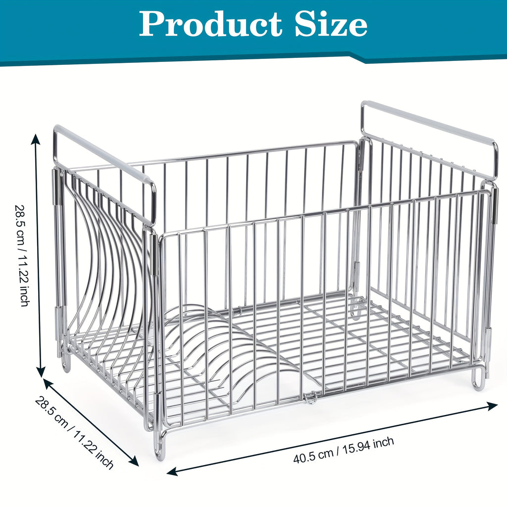 Large Metal Dish Rack Large Deep Dish Drying Rack & Utensil Holder | Durable Metal Wire Design for Efficient Draining, Holds 10-12 Inch Plates, Bowls, Cups & Cutlery, Over-Sink Kitchen Countertop Organizer
