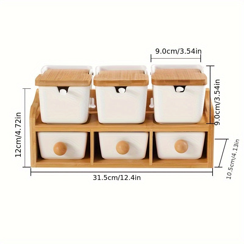 Seasoning Box Set Scandinavian Minimalist Seasoning Box Set Home Spice Jars Ceramic Condiment Bottles Storage Container Kitchen White Rack with Shelf