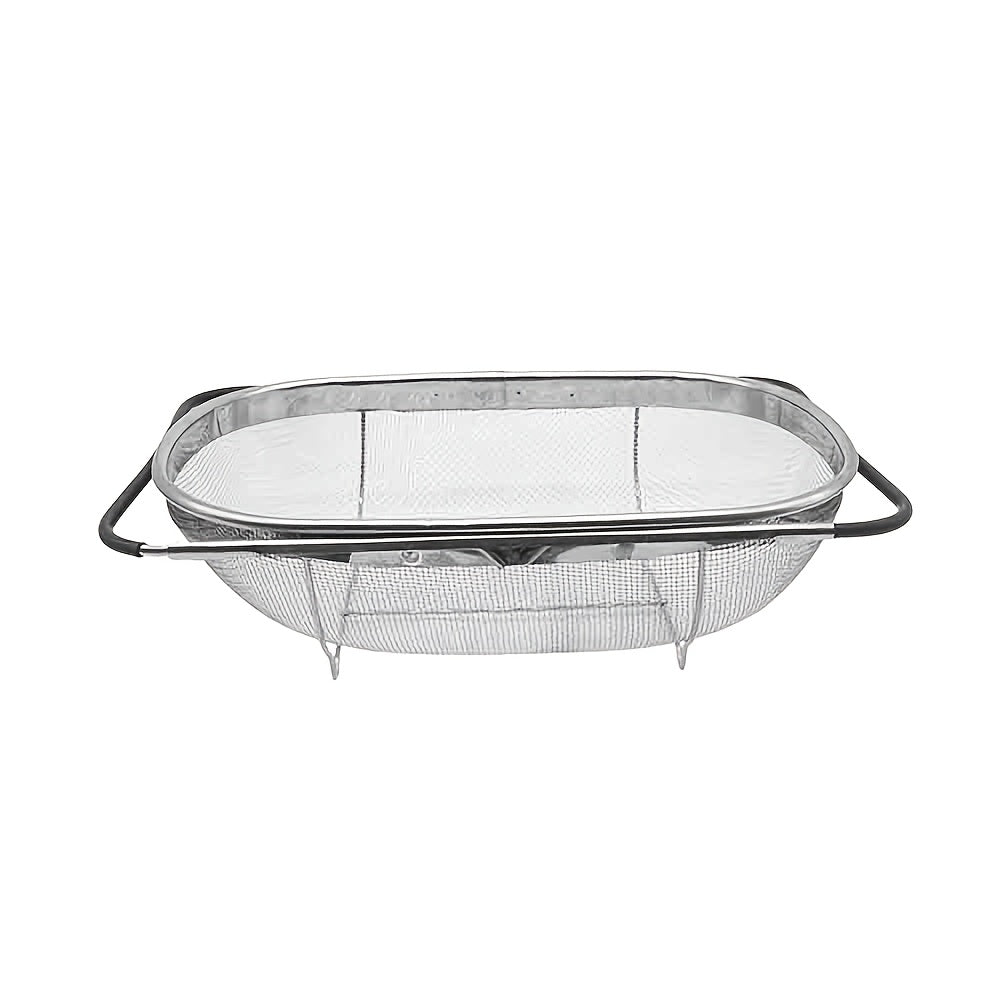 1pc Adjustable Stainless Steel Sink Colander | Multifunctional Vegetable and Fruit Washing Basket with Drain Rack, Strainer, and Kitchen Additions - Space-Saving, Easy to Clean, and Durable Kitchen Gadget by Eatscotta