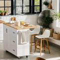 White Black Kitchen Island with Storage, Marble Tabletop, Rolling Kitchen Island Cart On Wheels with Drop Leaf Breakfast, Island Table for Kitchen with Towel Rack & Spice Rack Floating Shelf, White Black