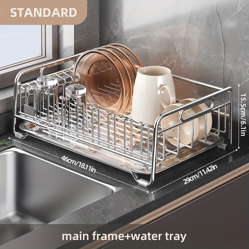 Stainless Steel Drying Rack 304 Stainless Steel | Space-Saving Kitchen Drying Rack | Multifunctional Sink Organizer, Bowl Dish Cutlery Cup Draining Rack, Essential Countertop Utensil