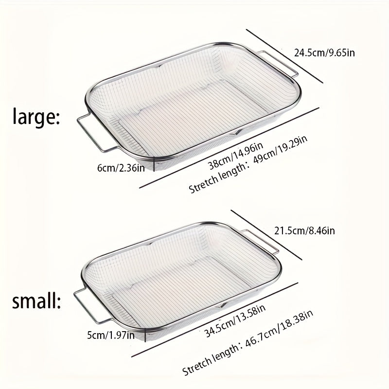 1pc, Stainless Steel Sink Strainer, Adjustable Kitchen Draining Basket for Washing Vegetables And Fruits, Sink Storage Rack, Dish Rack