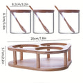 3pcs Glass Spice Jar Set with Wooden Rack, Sealed Glass Containers for Kitchen Storage, Suitable for Salt, Pepper, Sugar and Spices, Food Storage, Condiment Containers