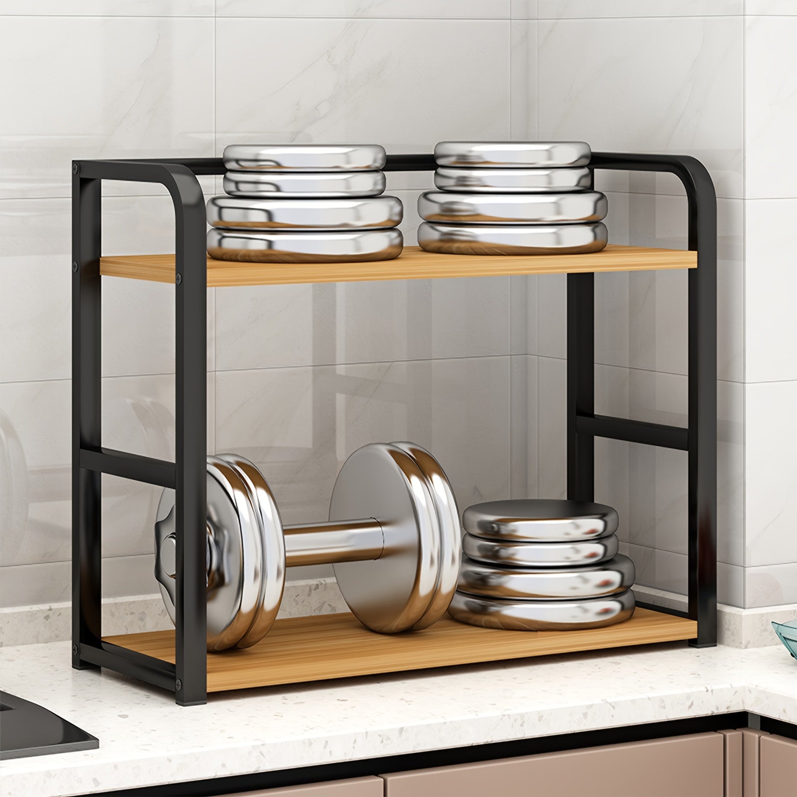 1pc kitchen storage rack, multi-layer desktop spice storage rack, cabinet cubic off-surface rack, home organization and storage solution