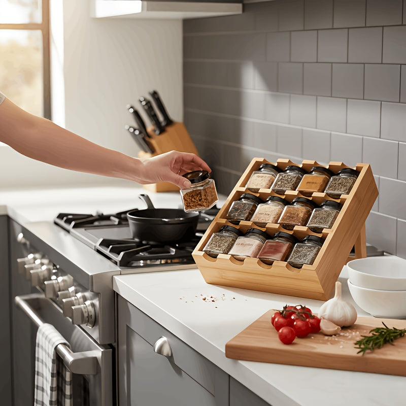 Multi-Layer Spice Storage Rack Spice Bottle, Household Multi-Functional Condiment Storage Rack Set, 25pcs (12 Lids, 12 Bottles, 1 Storage Rack), Airtight Jar, 50Ml\u002F1.7Oz