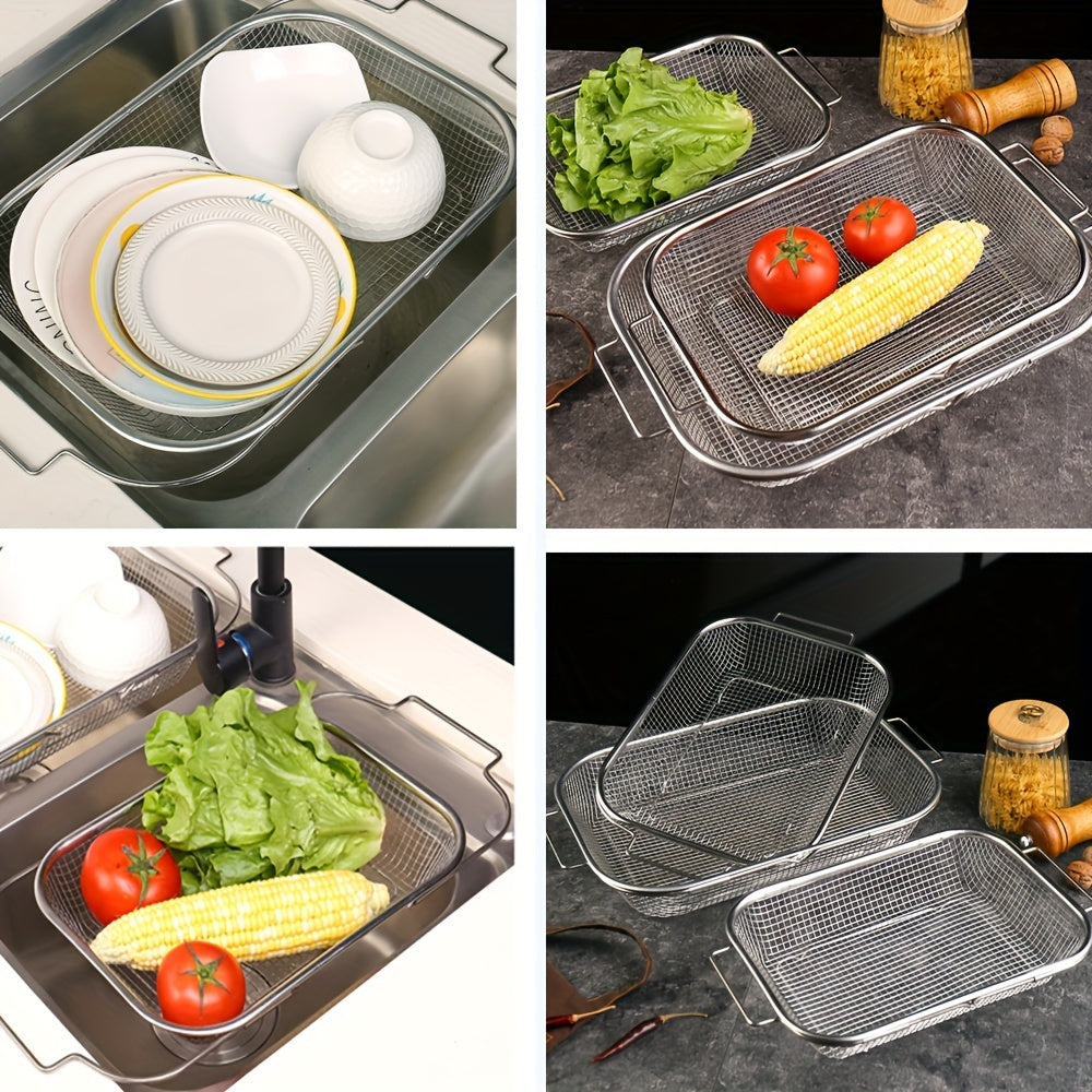 1pc, Stainless Steel Sink Strainer, Adjustable Kitchen Draining Basket for Washing Vegetables And Fruits, Sink Storage Rack, Dish Rack