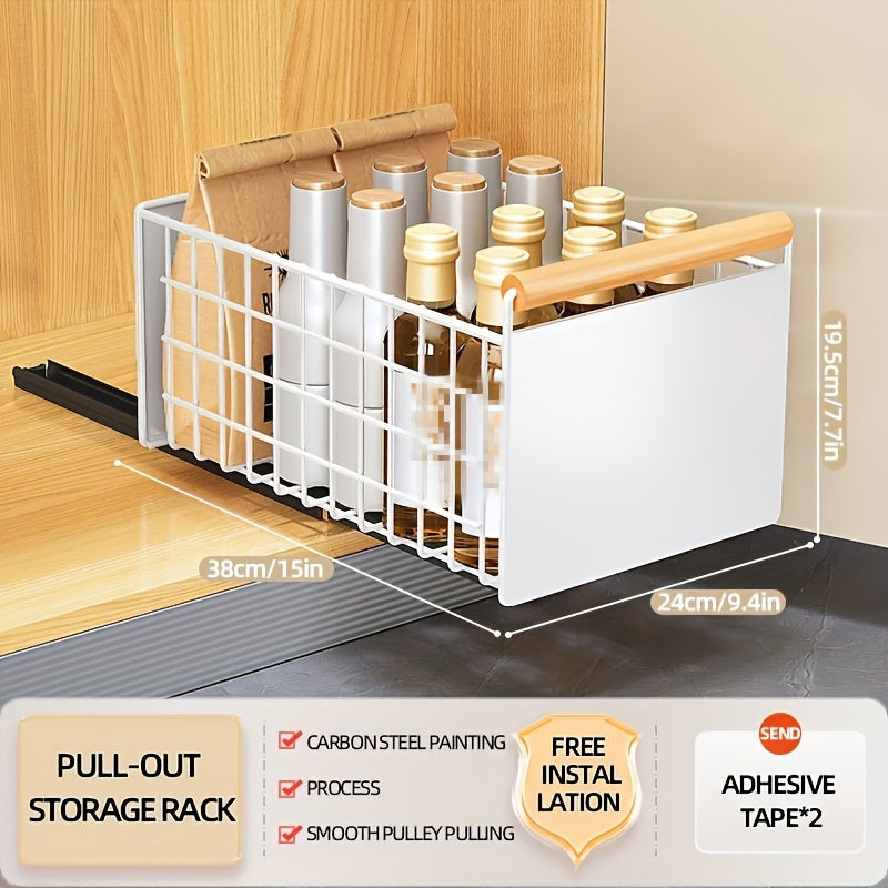 Pull-Out Cabinet Organizer • High-Quality Carbon Steel Storage Rack • Under-Sink Spice & Utensil Holder • Bowl & Plate Rack • Single Cabinet Organizer