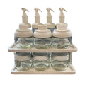 11pcs Sealed Sauce & Oil Storage Jars with Snap- Lids & Countertop Rack - Layered Shelf Compatible for Condiment Bottles, Spices, Vinegar - Kitchen Organizers Suitable and Dining Areas