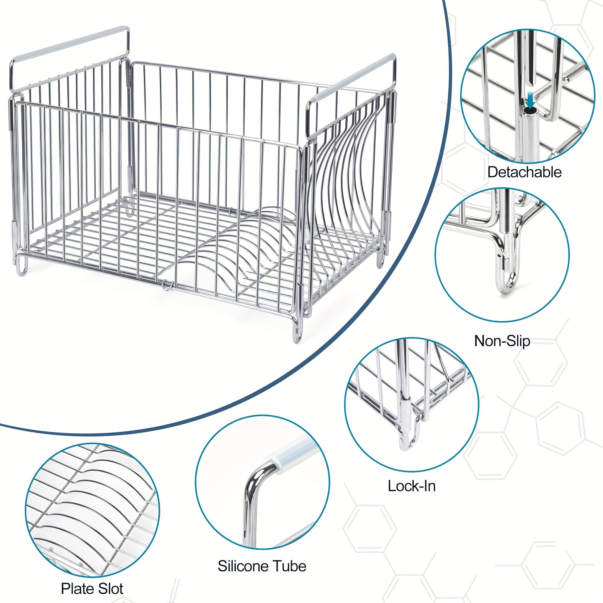 Large Metal Dish Rack Large Deep Dish Drying Rack & Utensil Holder | Durable Metal Wire Design for Efficient Draining, Holds 10-12 Inch Plates, Bowls, Cups & Cutlery, Over-Sink Kitchen Countertop Organizer