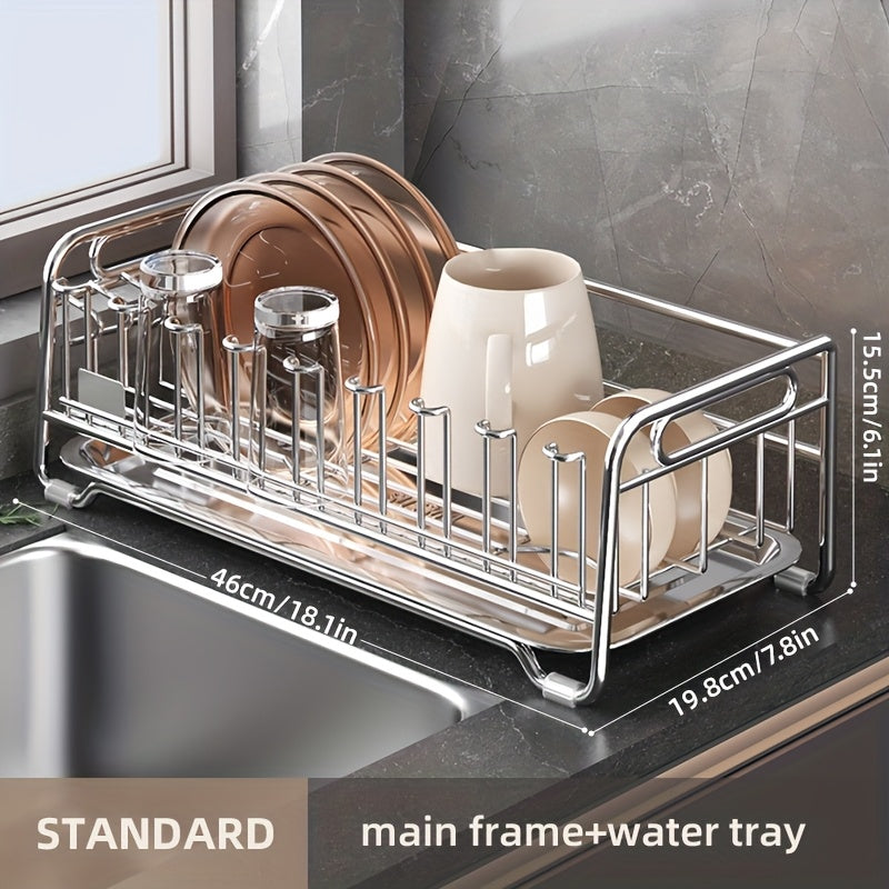 Stainless Steel Drying Rack 304 Stainless Steel | Space-Saving Kitchen Drying Rack | Multifunctional Sink Organizer, Bowl Dish Cutlery Cup Draining Rack, Essential Countertop Utensil
