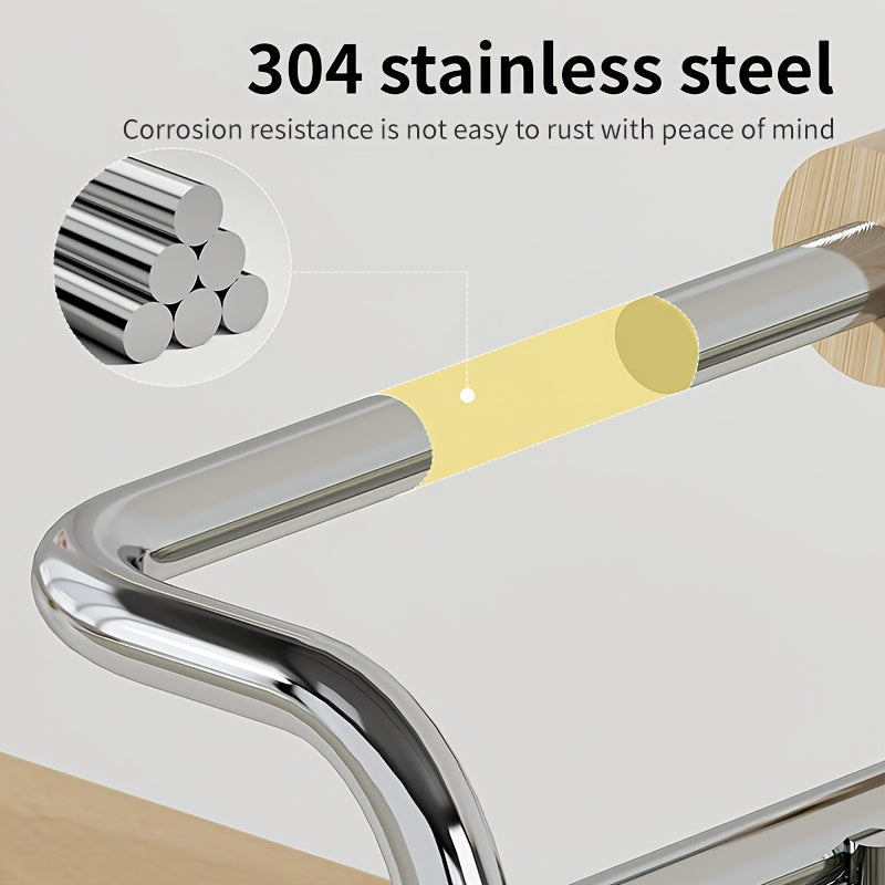 Large-Capacity Heavy-Duty 304 Stainless Steel Dish Drying Rack with Draining Board & Wood Handle - Single-Tier Space-Saving Kitchen Countertop Dish Rack Suitable for Plates, Bowls, Cups, Utensils, Chopsticks - Ideal for Small Apartments, Households