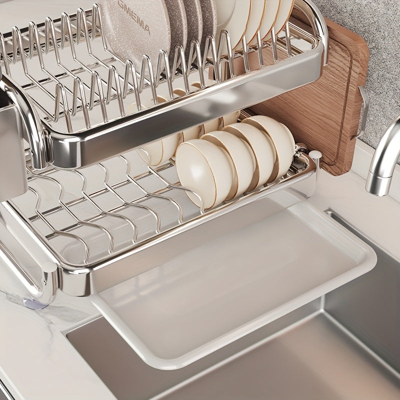 Stainless Steel Bowl, 2-Tier\u002F3-Tier Multifunctional Kitchen Storage Rack, Includes Knife And Fork Holder And Cutting Board Holder, Space-Saving Sink Side Drying Shelf, Essential for Organizing Kitchen