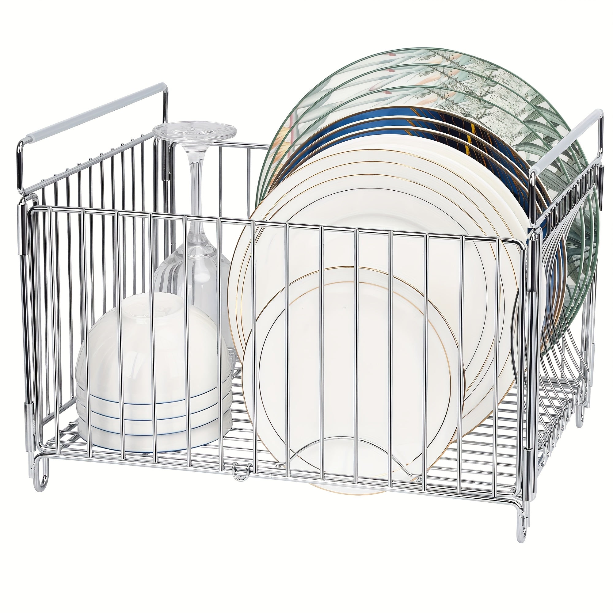 Large Metal Dish Rack Large Deep Dish Drying Rack & Utensil Holder | Durable Metal Wire Design for Efficient Draining, Holds 10-12 Inch Plates, Bowls, Cups & Cutlery, Over-Sink Kitchen Countertop Organizer